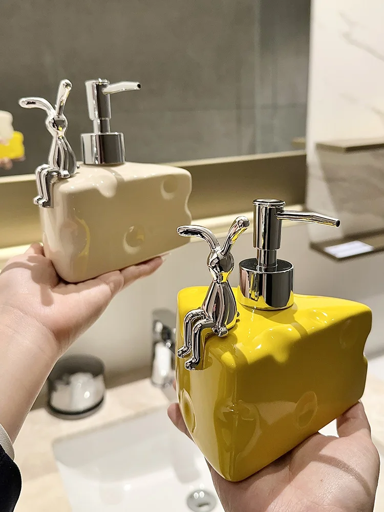 Creative Ceramic Cheese Soap Dispenser Household Hand Sanitizer Bottle Bathroom Shower Gel Emulsion Bottle Bathroom Decoration