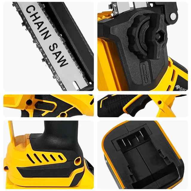 8 Inch 1380W Brushless Yellow Electric Chain Saw Professional Garden Pruning Saw Power Tool For Dewalt 20V Battery Pin 4 8 Inch 1380W Brushless Yellow Electric Chain Saw Professional Garden Pruning Saw Power Tool For Dewalt 20V Battery Pin 4