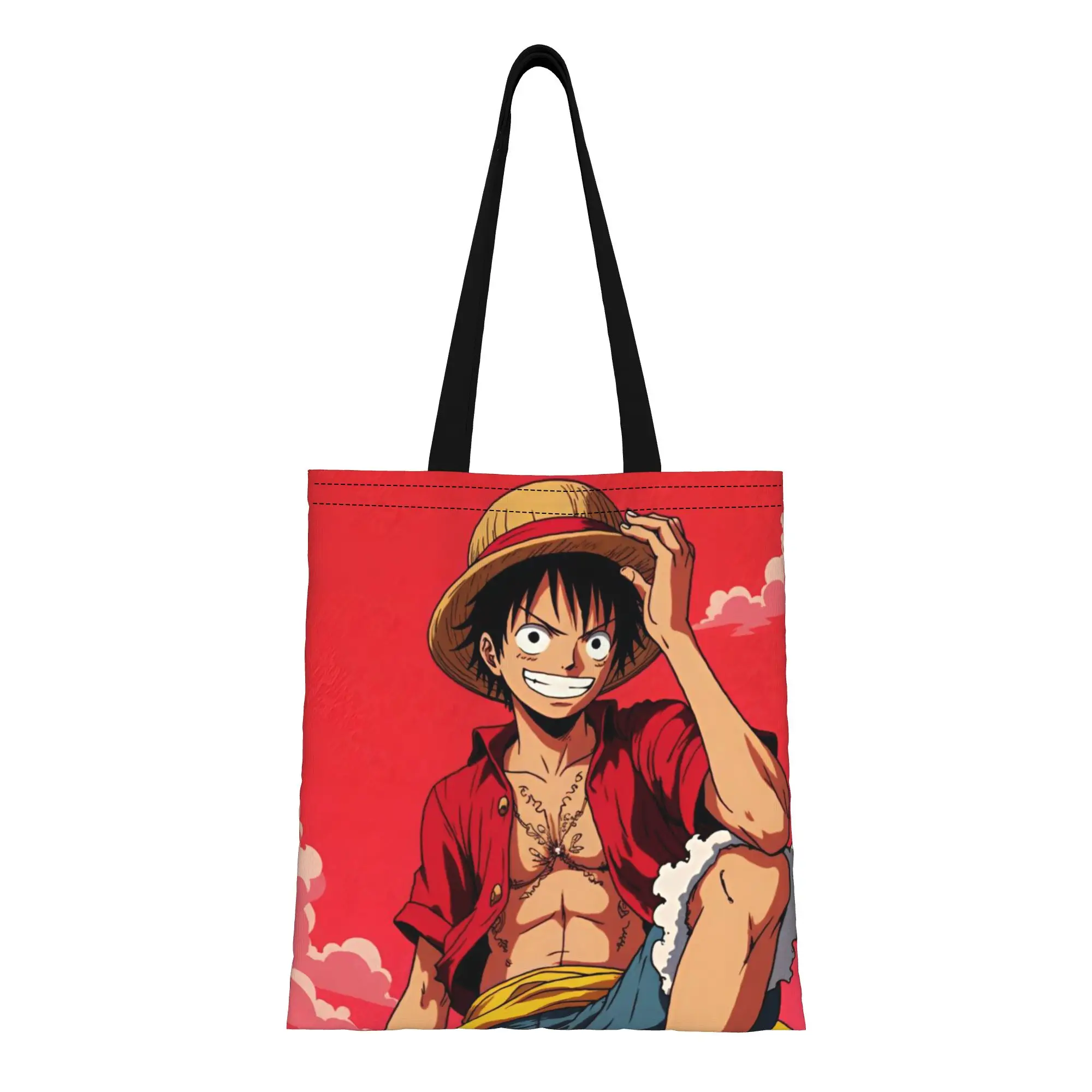 

Back to school season Luffy (28) One Piece Canvas Tote Bag Perfect for Grocery Women's Top-Handle Bags