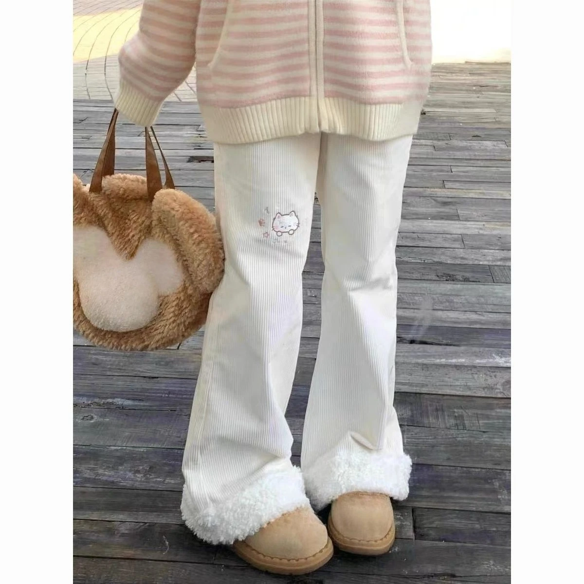 Y2K Japanese Kawaii Full Length Pants Women Cartoon Pattern Casual Trousers Harajuku Aesthetic Subculture Autumn Sweat Pants