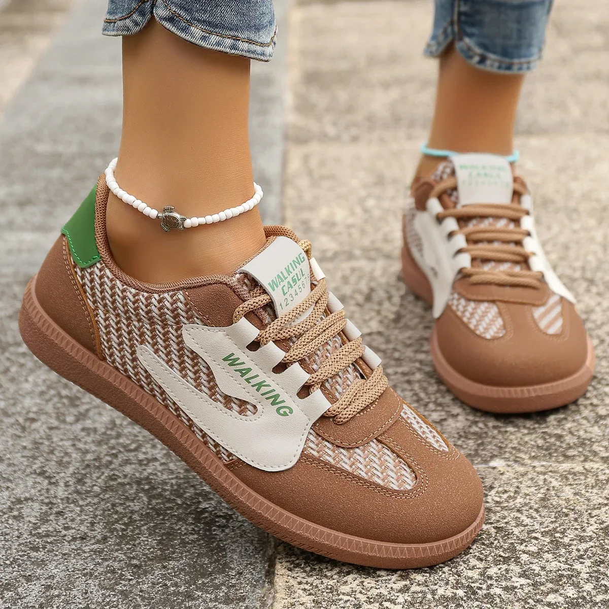 

Pop New Spring Autumn Round Toe Lace Up Sports Shoes Women Casual Shoes Outdoor Sneakers Women Vulcanized Shoes Zapatos De Muje