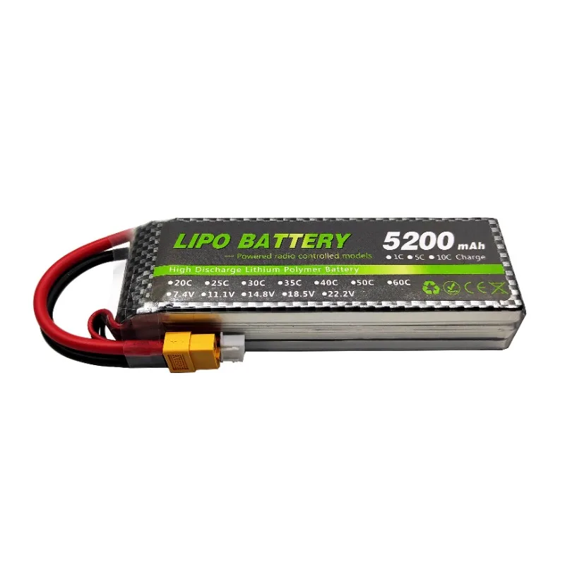 New 2/3/4/6S 40C 7.4/11.1/14.8/22.2V 5200mAh High Quality Lipo Battery for Fixed Wing RC Airplane & 70 EDF Jet with T/XT30 Plug