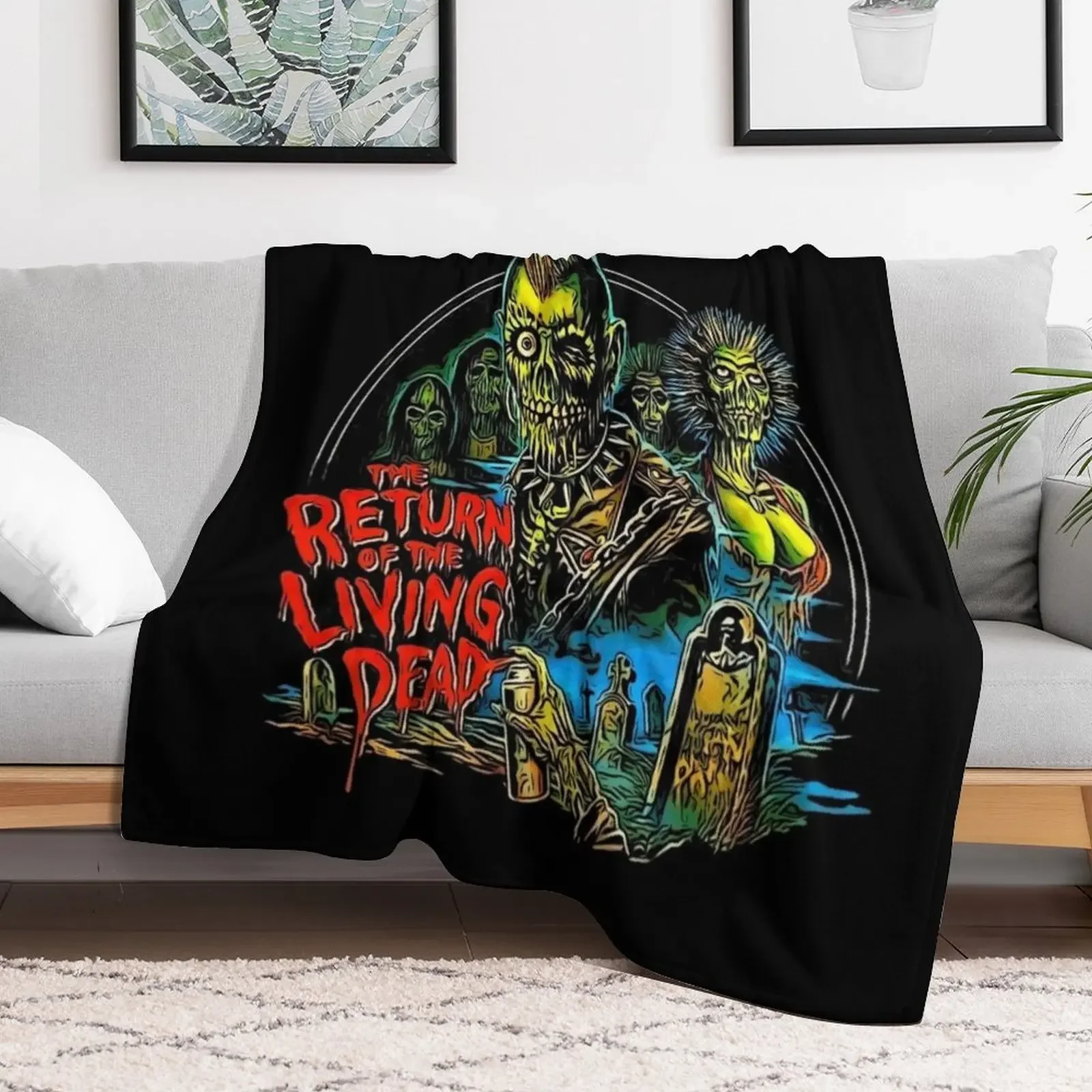 Return of the Living Dead Tarman Poster Art Throw Blanket Hairys valentine gift ideas halloween Blankets