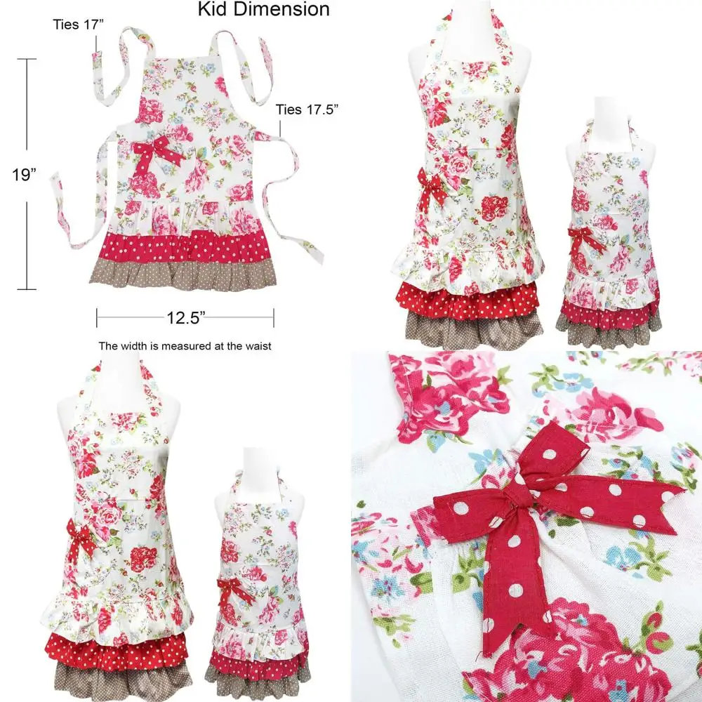 

Набор фартуков для выпечки, приготовления пищи и рукоделия с рюшами для матери и дочери