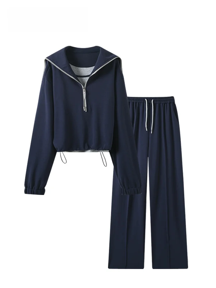 

Комплект CaraCLUB Plus Size: женский свободный свитшот с длинными рукавами и прямые брюки, осенний модный комплект больших размеров