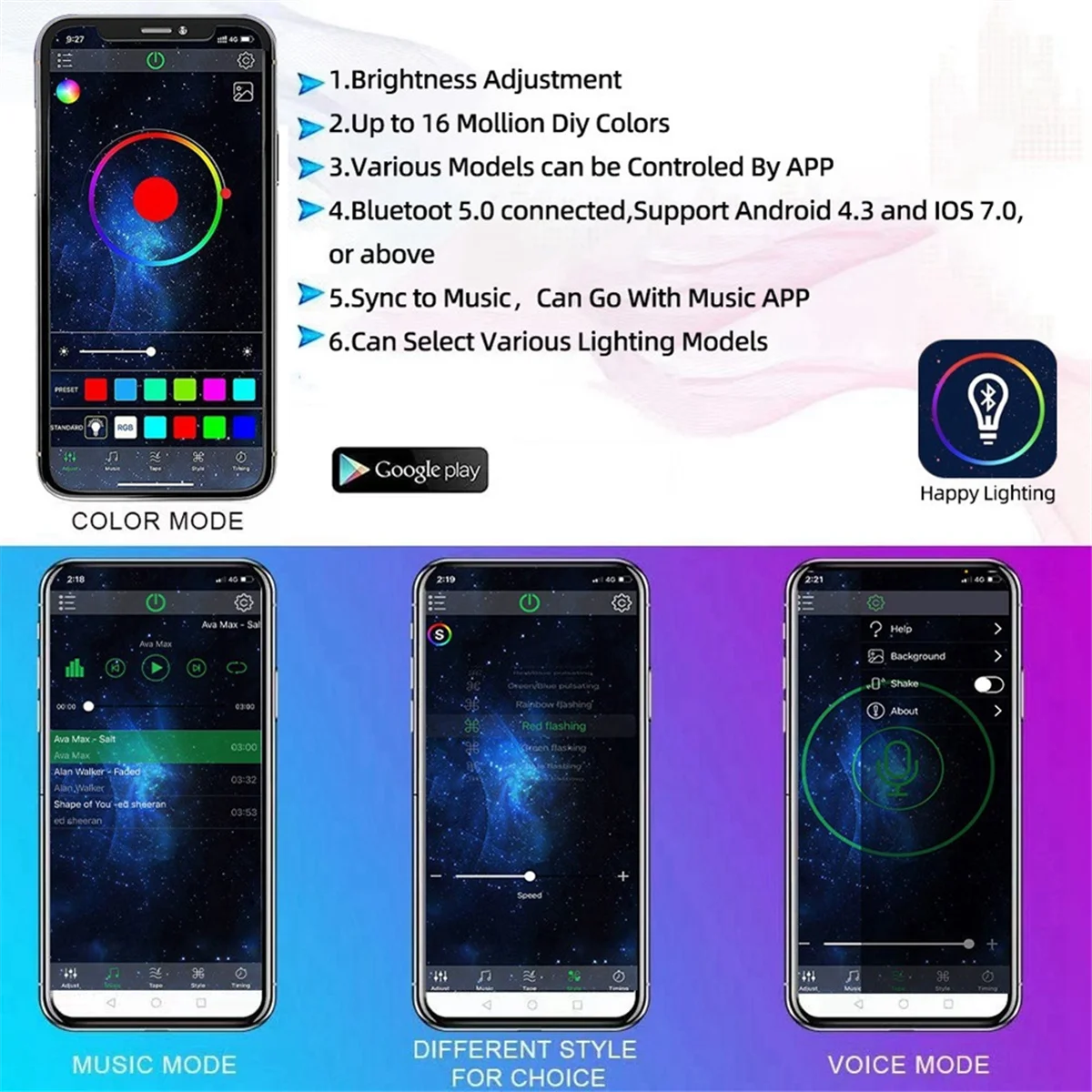 أضواء RGB Rock، مجموعة أضواء متعددة الألوان تحت التدفق مع التحكم في التطبيق، وضع الموسيقى الوامض، عجلة مقاومة للماء، 8 كبسولات