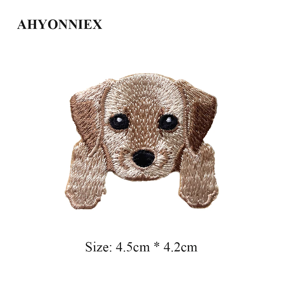 AHYONNIEX Labrador Embroidery Patches for Girls Bag Iron On Patches for Clothes Small Dog Patch for Kids Pet Clothes Designer