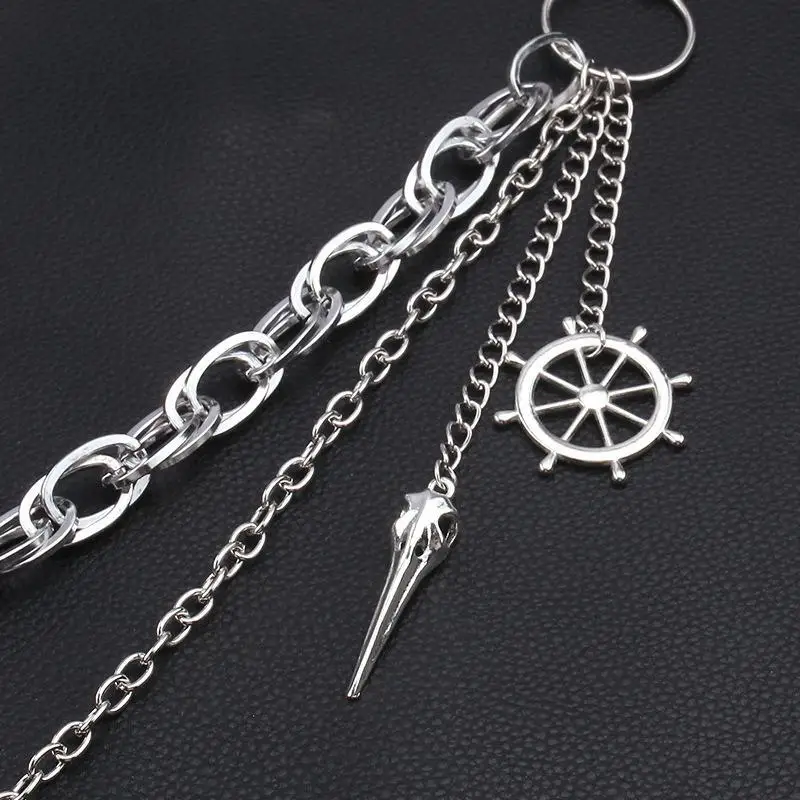 Punk Rivets Pants Chain Gothic Rock Hip Hop Dark Style Silver Color Multilayer Waist Chain Layered Jewelry For Men And Women