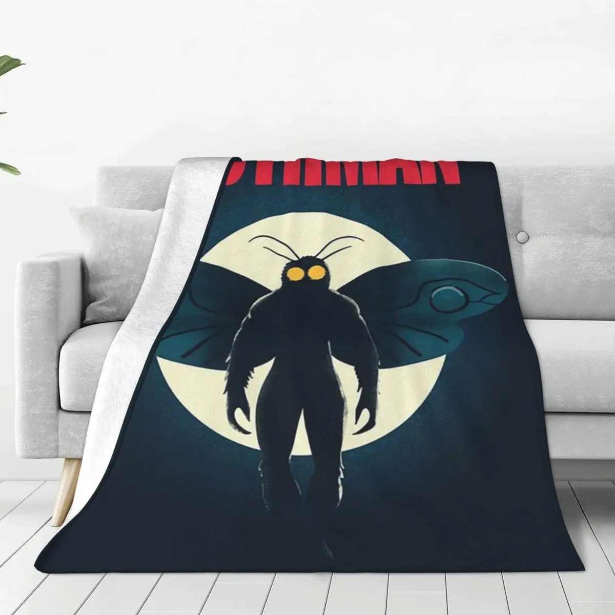 Vintage Retro Mothman Poster Cryptid Legend Illustration Blankets Fleece Sofa Throw Blankets For Home Throws Bedspread Quilt