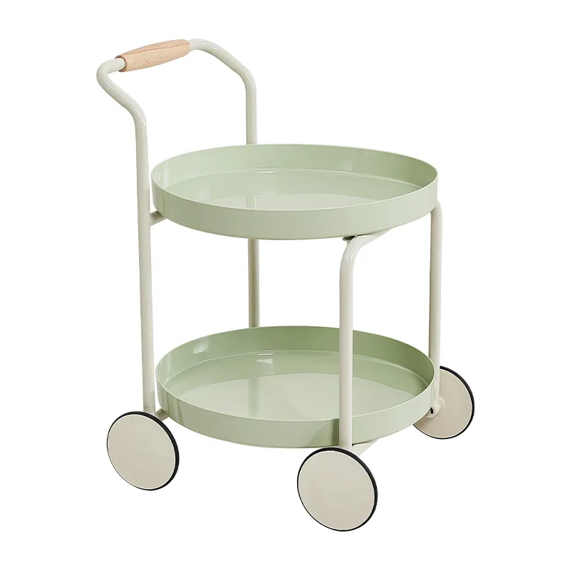 

Beishi Интернет-знаменитости Ins Dopamine круглый чайный столик для дома, небольшой квартиры, мобильный диван, приставной столик, простая двухслойная тележка