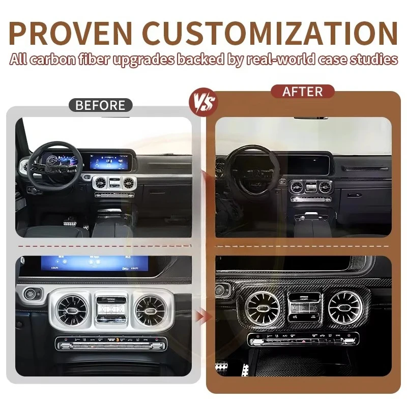 LHD RHD Replacement Parts Dry Carbon Fiber Interior Trim Kit for G-Class W465 Dashboard Door Panel Handle Trims