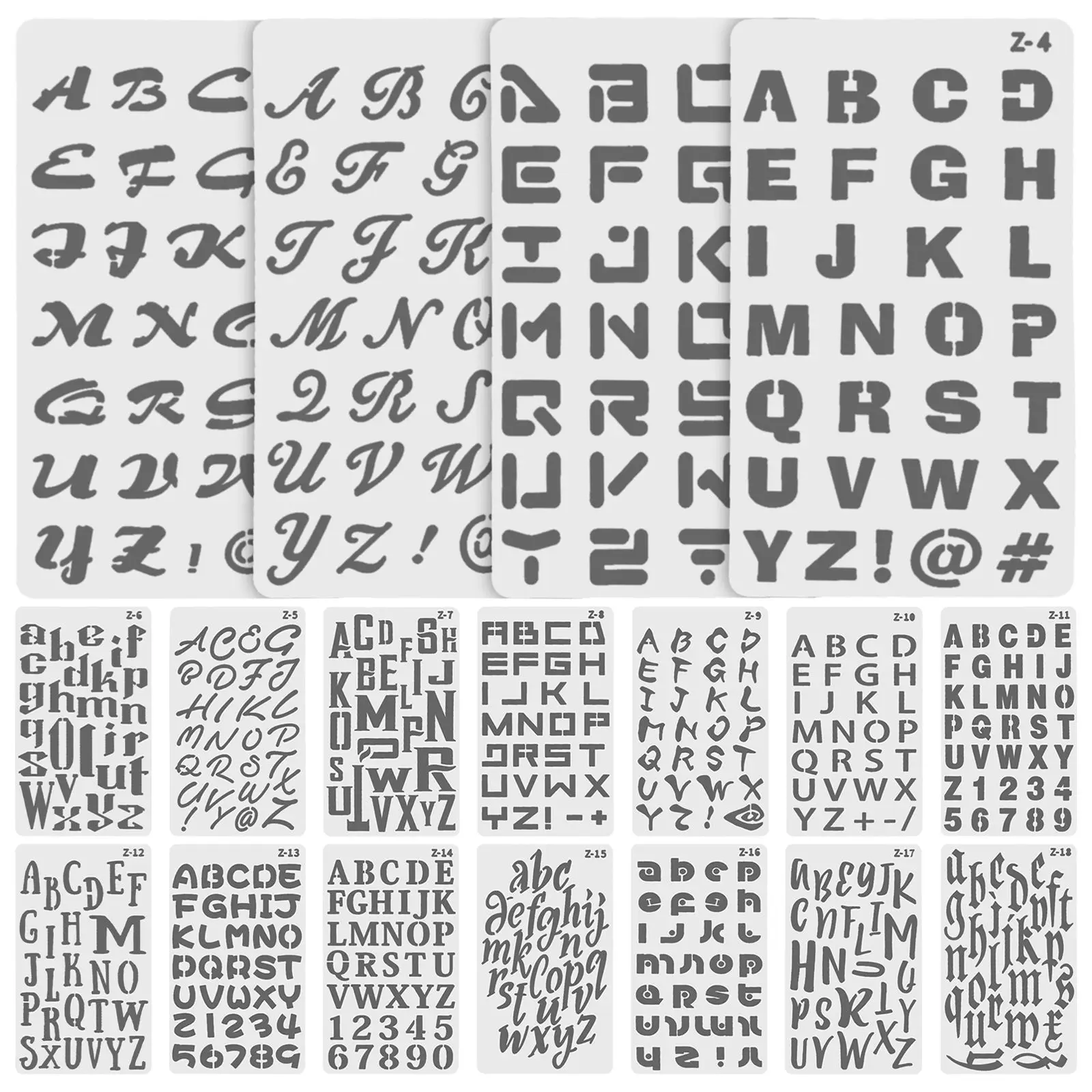 20 Pcs Letter Template Stencil Letters Plastic Painting Templates for Crafts Small Lettering DIY Stencils Reusable