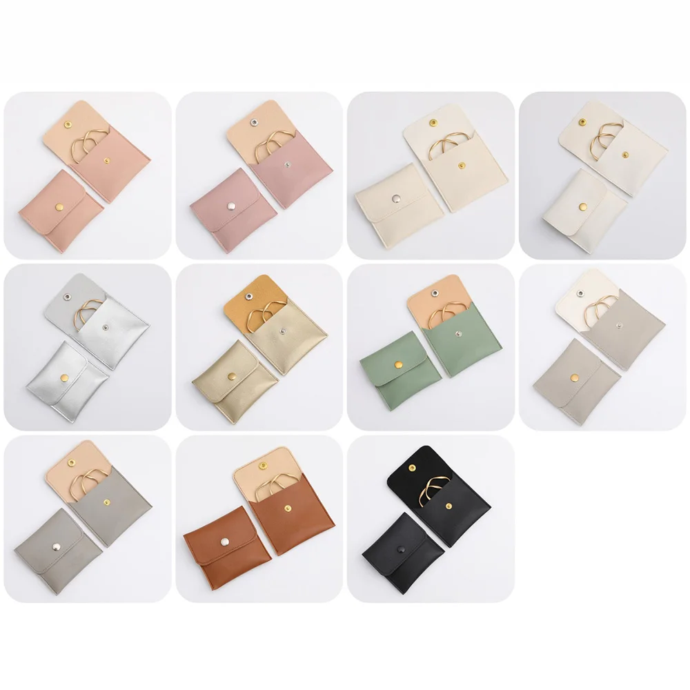 1PC Jewelry Storage Bags Mini PU Leather Jewelry Pouch Necklace Ring Bracelet Earrings Organizer Women Girl Gifts Packaging