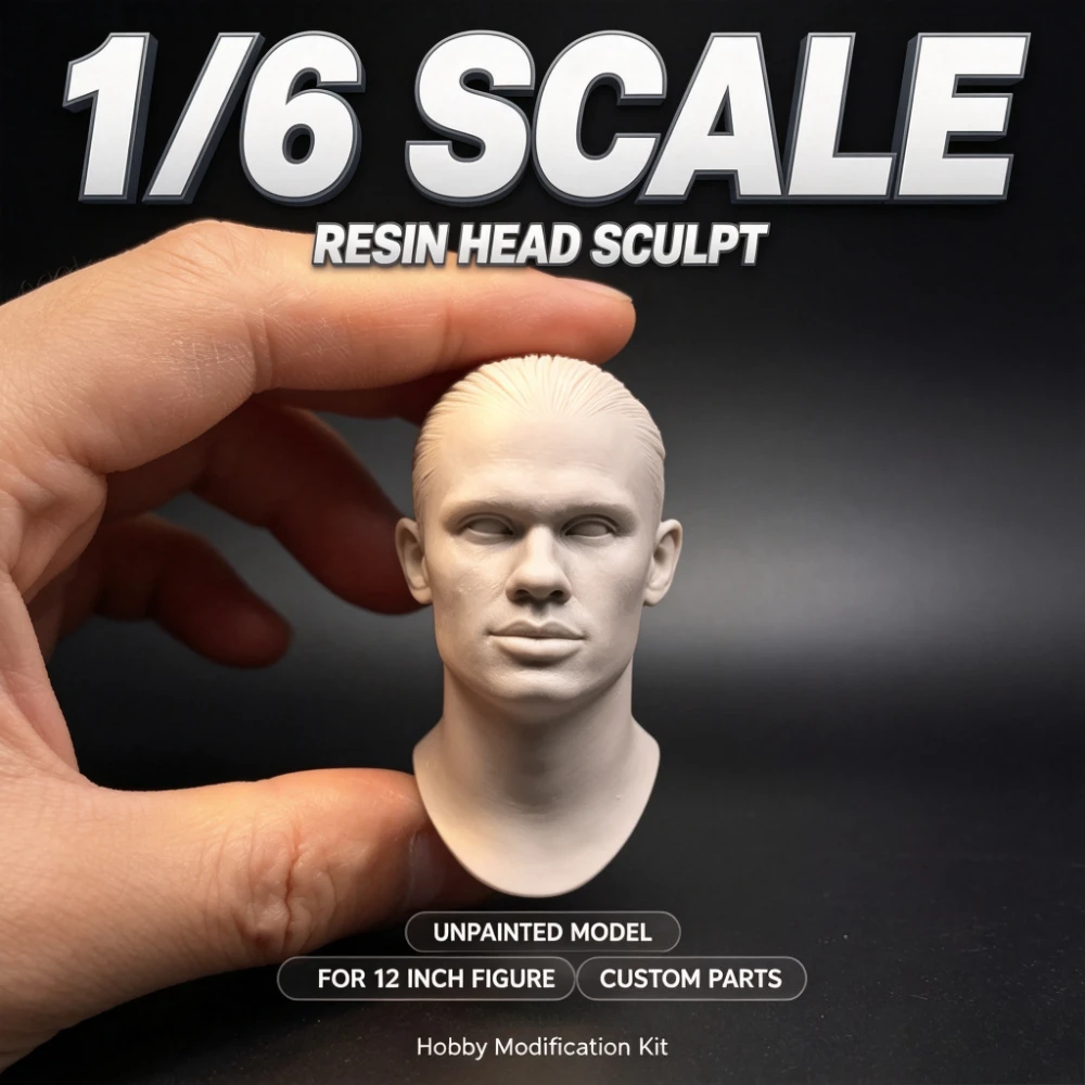 1/6 Unpainted Resin Football Star Head Sculpt Man Bun Hair Custom Parts for 12