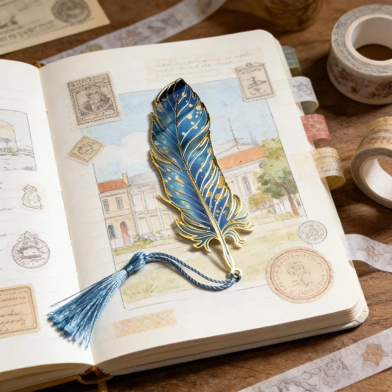 Vintage Laser Cut Peacock Feather Bookmark Prismatic Light Effect Metal Decorative Reading Accessory Gift for Book Lovers