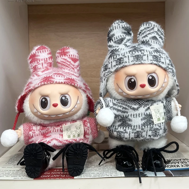 

Only Selling Clothes 17cm Labubu Pendant Rabbit Ear Hat Set Three-Piece Suit V1v2v3 Generation Dressing Up Change Festival Gift