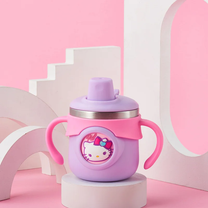 Sanrio Hello Kitty cute thermal insulation stainless steel water cup Melody student leak-proof and drop-proof straw water cup