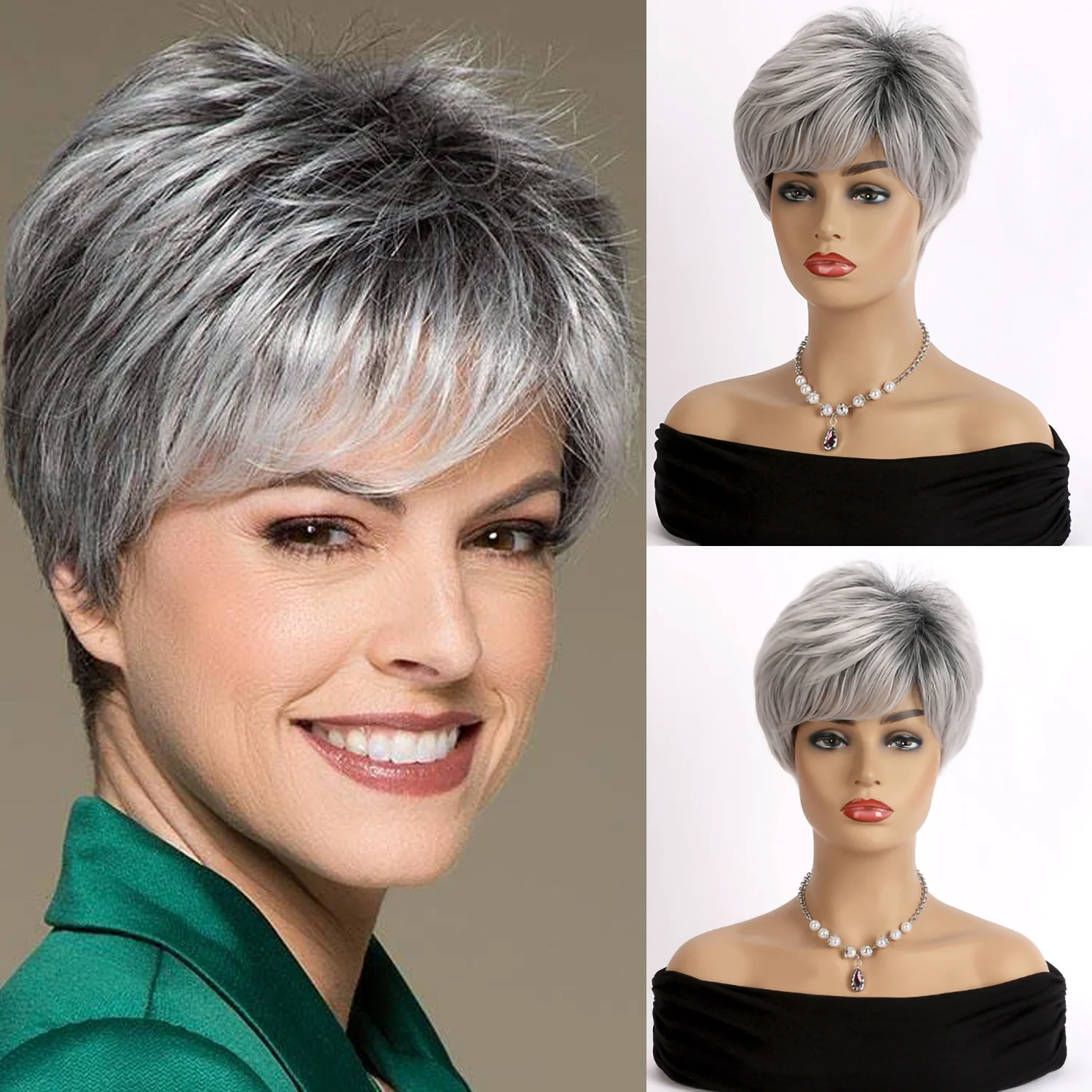 Synthetic Mixed Brown Short Curly Wig for Women Heat Resistant Daily Use Party Cosplay Costume Hairpiece Natural Look