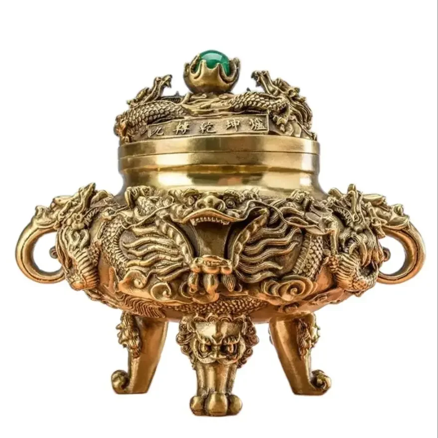 Manufacturer direct sales brass nine turn Qiankun incense burner, Jiulong incense burner, Longxiang burner, three legged incens