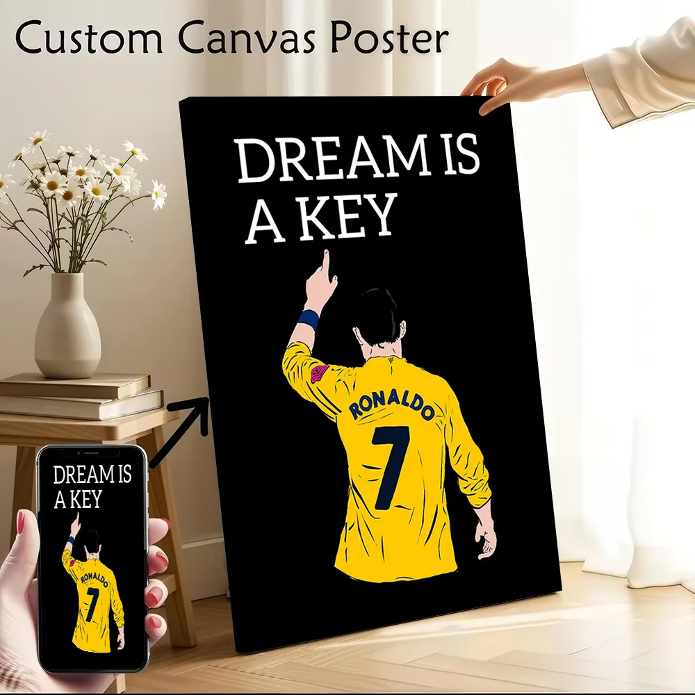Cristiano Ronaldo Quotes Poster Customizable Printed Canvas Painting for Pictures Wall Art Room Decorations Decoration Aesthetic