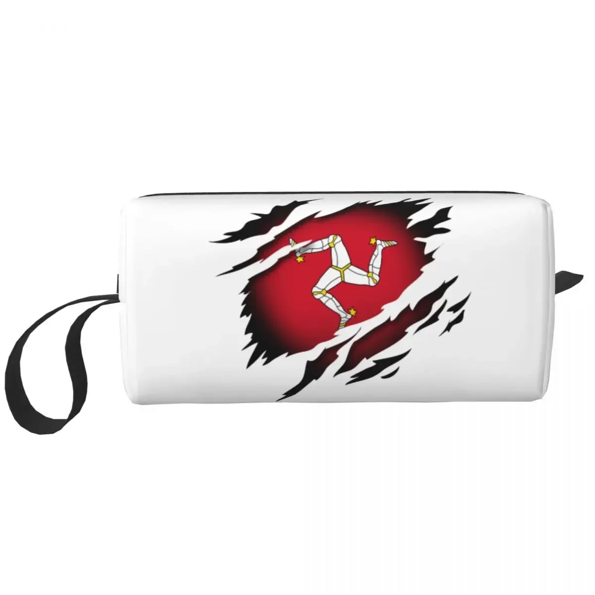 Custom Isle Of Man Flag Travel Cosmetic Bag Women Toiletry Makeup Organizer Lady Beauty Storage Dopp Kit