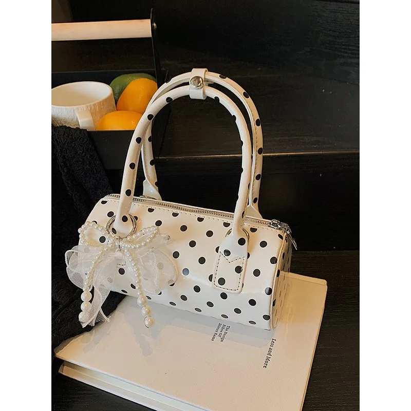 new-summer-women's-polka-dot-pillow-bag-small-top-handle-handbag-luxury-niche-shoulder-crossbody-bag