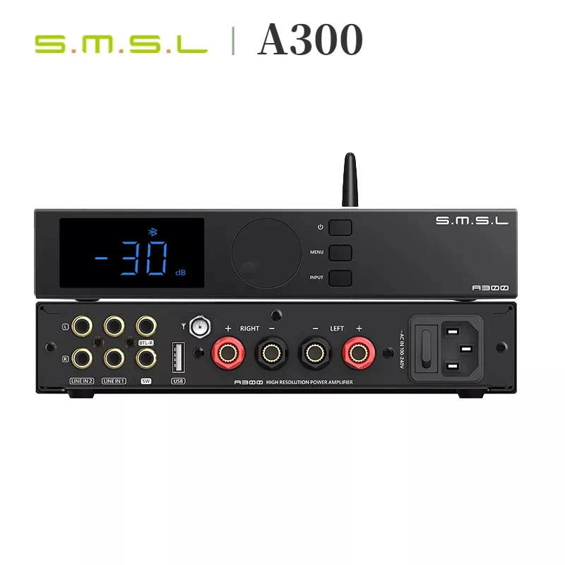 SMSL A300 Hi-res Bluetooth 5.0 Power Amplifier 2.1 audio system 165W*2 BTL 330W SDB patented sound effects Subwoofers HIFI AMP