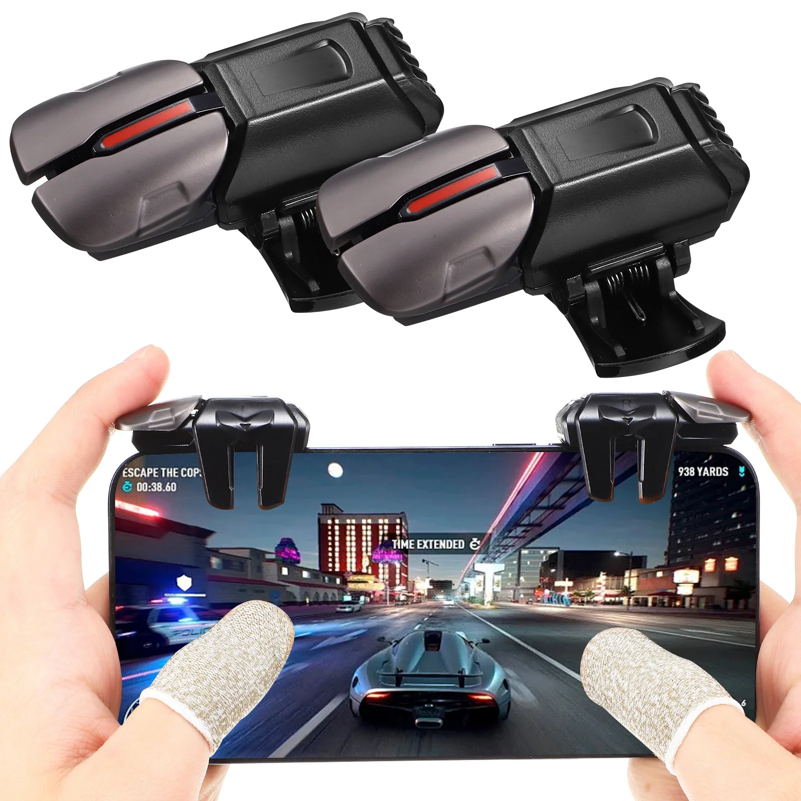 

Advanced Mobile Phone Gaming Triggers Kit with 3 Pair Finger Sleeves Anti Slip Game Controllers for Fast Response Gameplay