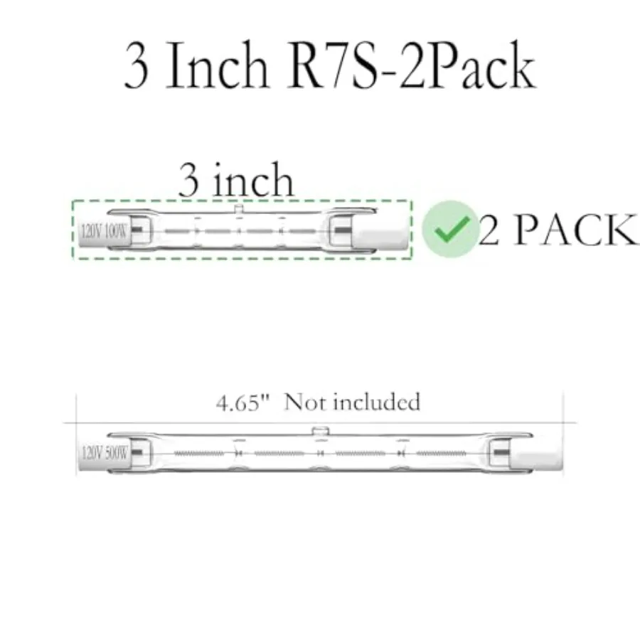 R7S Bulbs 100W 3 Inch, T3 100W 2 Pack Halogen Light Bulbs R7S, T3 JType Halogen Bulbs, Halogen Bulb Replacement for Work Securi