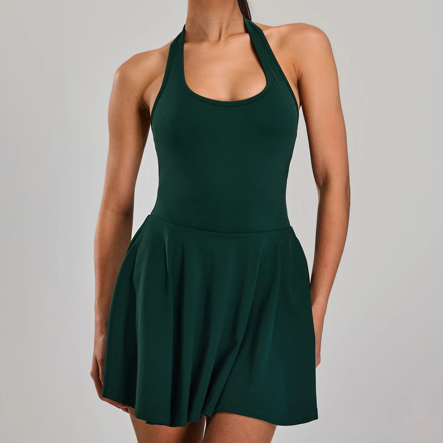 فستان رياضي عاري برقبة جديدة وظهر جميل للنساء، قاعدة مضادة للضوء، تنورة رياضية للجري واللياقة البدنية والتنس #1