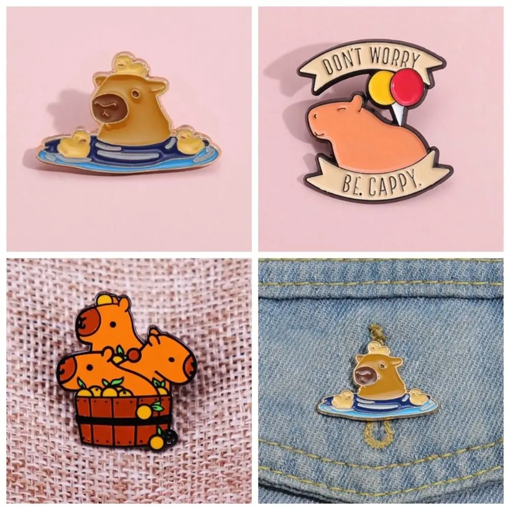 Jeans Animal Capybara Brooch Cartoon Metal Cartoon Pin Brooch Emoticon Pack Cute Capybara Alloy Badge Backpack Accessories