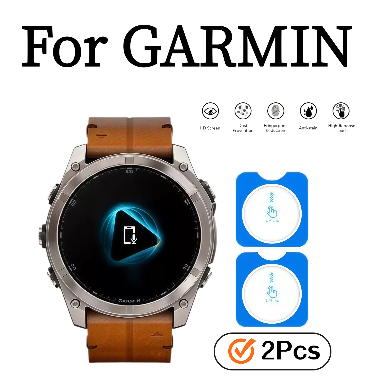 2Pcs Easy Alignment Tempered Glass Screen Protector for Garmin Forerunner 165 255 995 S70 Fenix8 AMOLED Solar 42mm 43mm