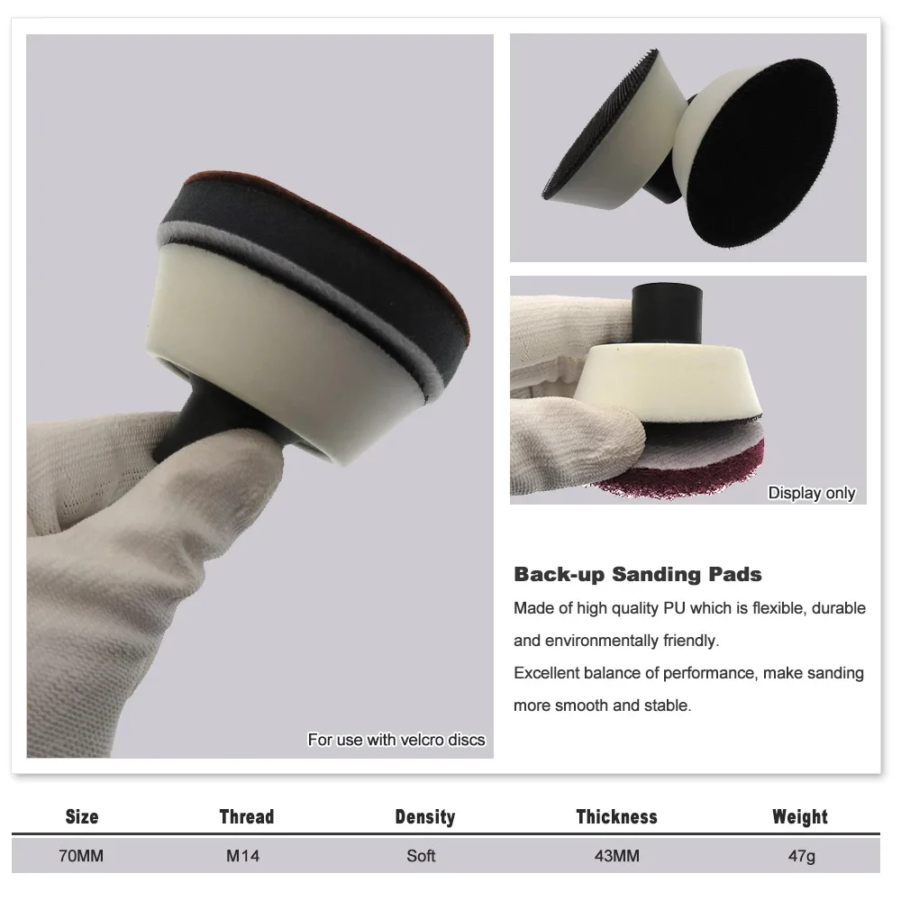Hook and Loop 3 Inch Soft Polishing Pad for Rotary Polisher 70mm Adhesive Back for Buffing Discs Automotive Polisher for Grinder
