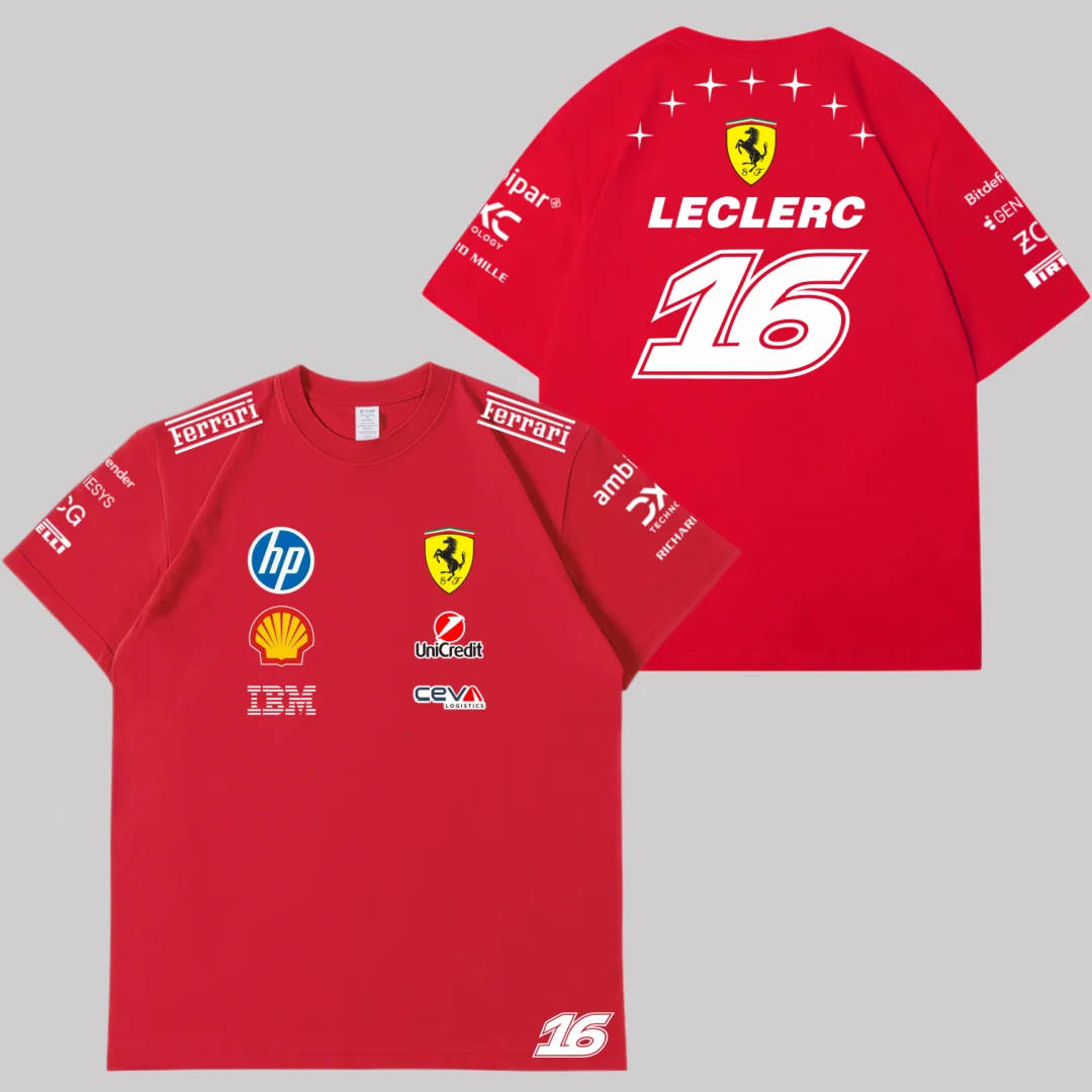 Scuderia Ferrari 2026 MONZA GP Charles Leclerc T-shirt, Lewis Hamilton pure cotton T-shirt, outdoor short sleeved top