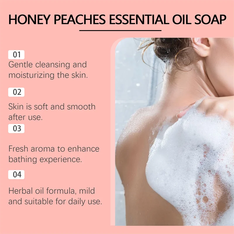 Peach Essential Oil Soap Gently Repairs, Moisturizes, Deoils, Refreshes, Cleanses And Bathes In Essential Oil Soap