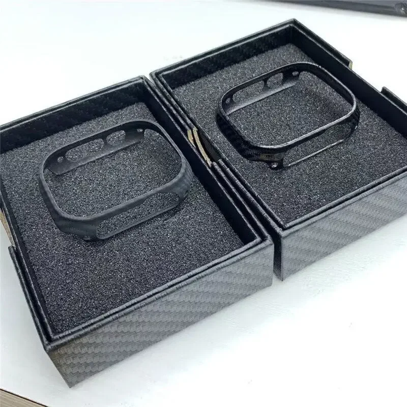 Genuine Carbon Fiber Frame Case For Apple Watch Ultra 2 49mm Matte Hollow Bumper Cover For iWatch 10 9 8 7 41mm 45mm 46mm 42mm