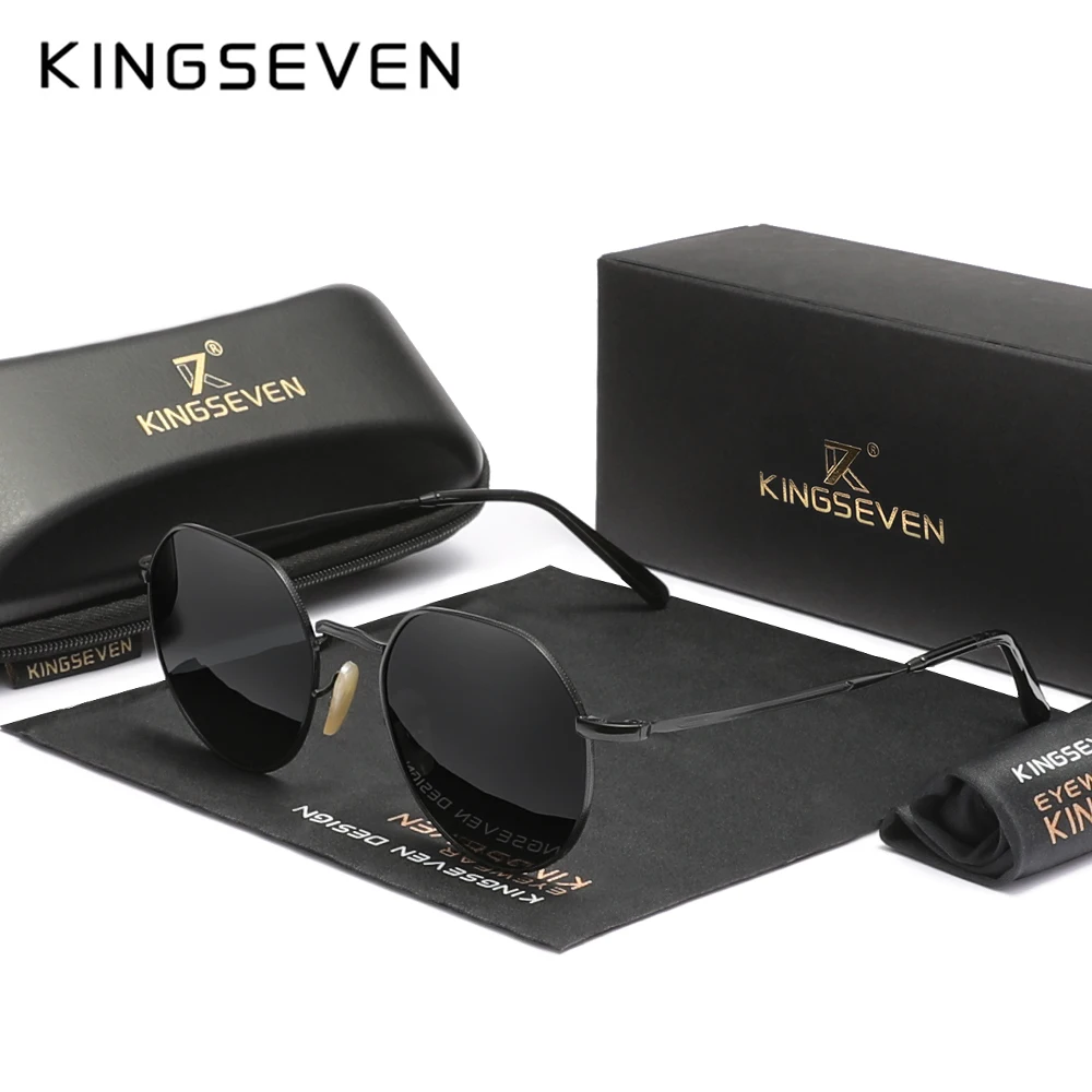

KINGSEVEN Trend Polarized Sunglasses For Men Women UV400 Square Alloy Frame Anti-reflection Glassses for Lady Travel Eyewear
