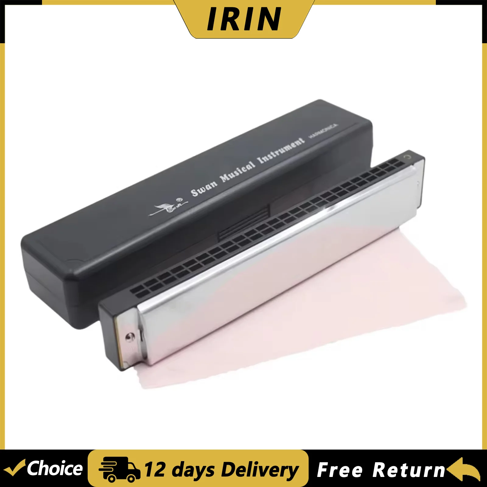 Swan 24 Hole Harmonica C/D Key Harmonica Silver Mouth Organ Suitable For Music Enthusiasts Woodwind Instrument