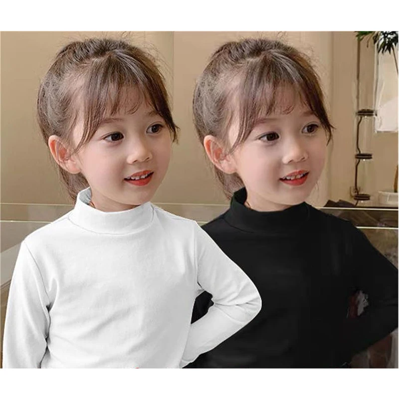 

Children Girls Undershirt Turtleneck Warm Bottoming Shirt Autumn Winter Long Sleeves T-shirt Kids Girls Casual Tops Tees 2~12 Y