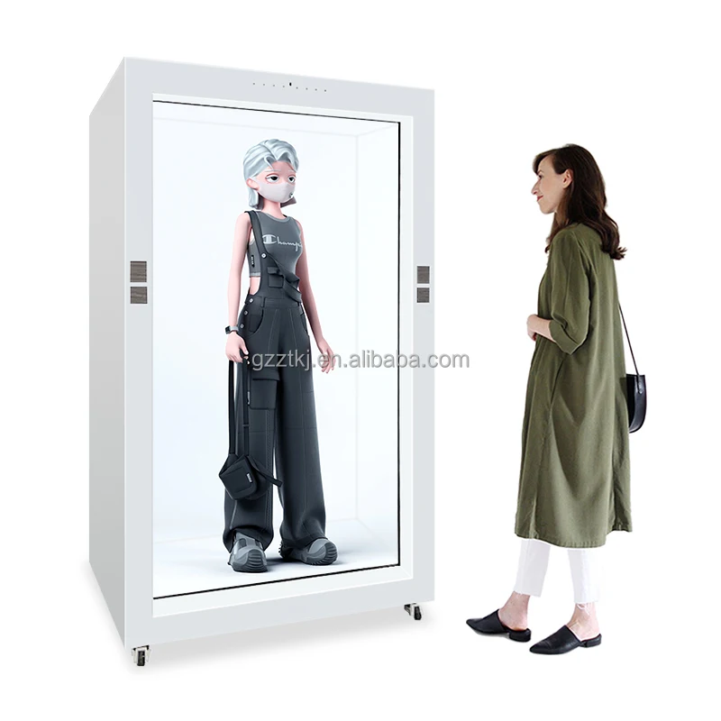 

4K Resolution Human-Size Interactive 3D Hologram Display Cabinet Transparent LCD Showcase With Touch Screen For Education