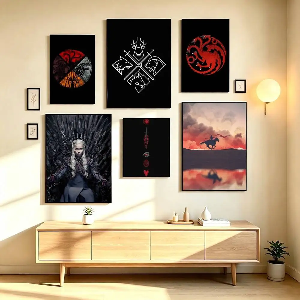 G-Game of Thrones Fantasy TV Poster Waterproof Wall Art Sticker For Bar Living Room Vintage Decor High Quality Print Gift