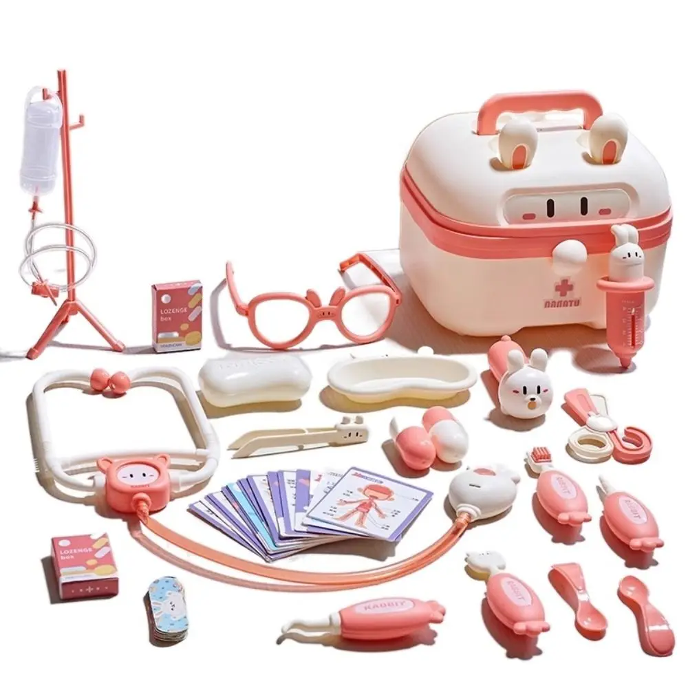 Simulação dentista caixa médico fingir role play kit fingent jogar brinquedos jogo educativo criança estetoscópio médico conjunto azul/rosa