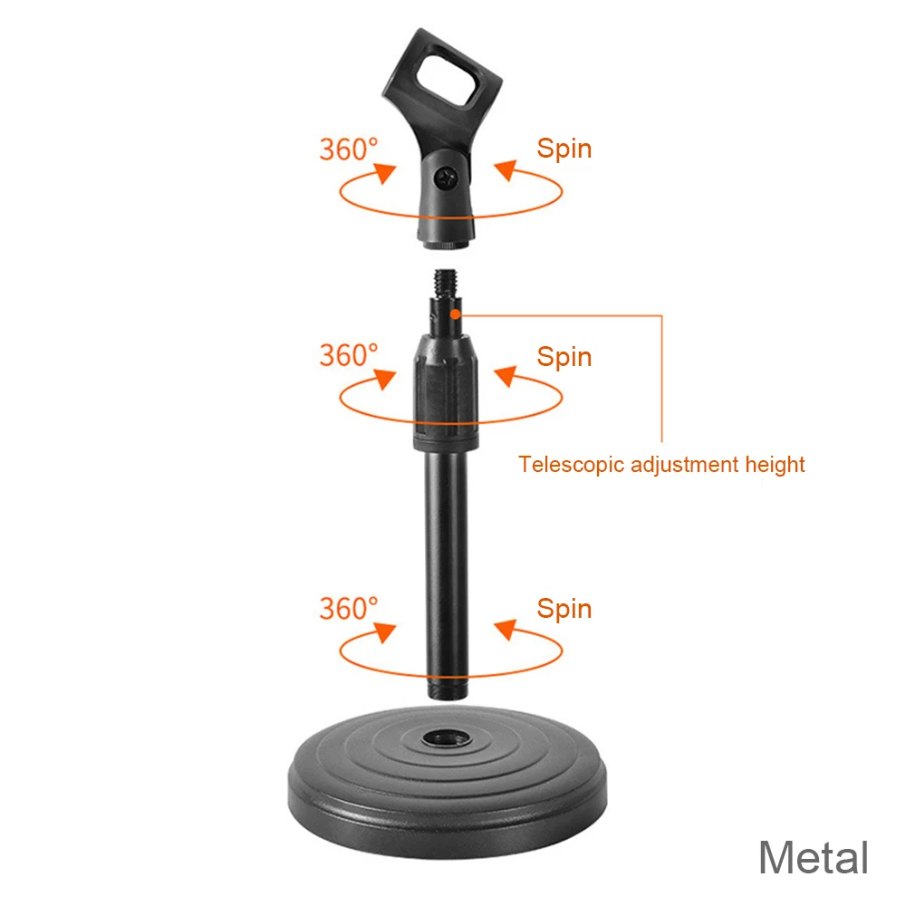 

Flexible Desktop Metal Tripod Folding Mic Stand Adjustable Angle Disc Microphone Mount Holder Stand Bracket Microphone Clamps