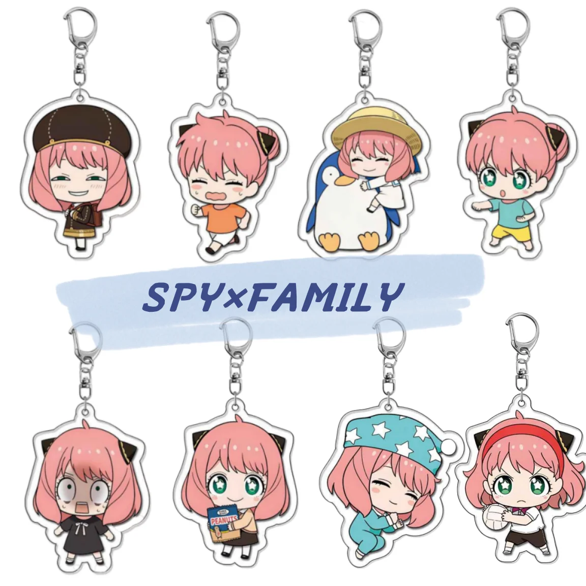 

6cm kawaii Q Version Anya Forger Anime Characters Acrylic Keychain Ornaments Kawaii Cartoon Girly Heart Charm Pendant Keyring