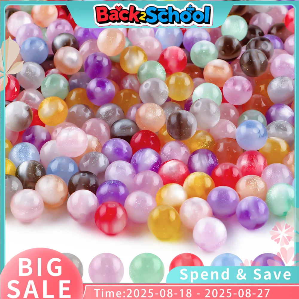 

20/50pcs 12mm Colors Shiny Resin Gradient Beads Round Loose Spacer Beads For Jewelry Making DIY Necklace Bracelets Accessories