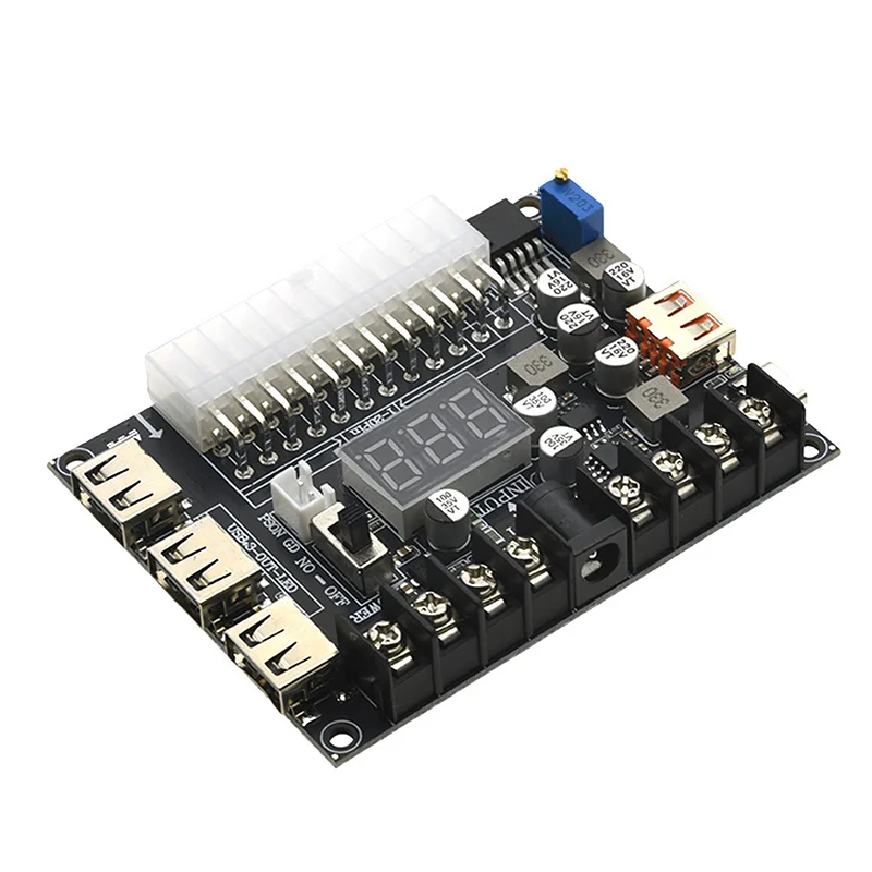 LED 디스플레이, 가변 전압, PD2.0/PD3.0 준수 기능을 갖춘 20/24핀 ATX 전력 변환기 보드