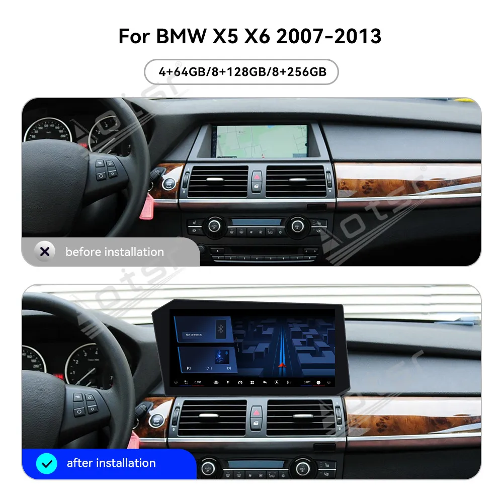 راديو سيارة أندرويد 12.9 بوصة رفيع للغاية لسيارات BMW X5/X6 2007-2013 ترقية 2026 نمط سيارة نظام تحديد المواقع والملاحة Carplay الوسائط المتعددة #2