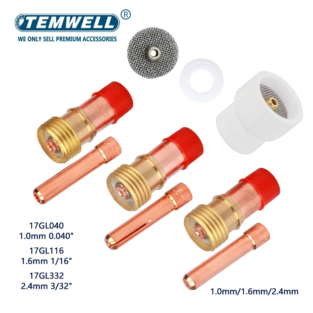 9pcs TIG Welding 1.0/1.6/2.4mm White Ceramic Nozzle Alumina Cup Kit Torches WP17 20 26 Stubby Collets Body Gas Lens Sets