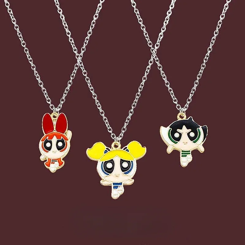 الرسوم المتحركة الفتيات Powerpuff الطرفية لطيف شخصية الرسوم المتحركة اليابانية والكورية قلادة قلادة هدية العيد #1