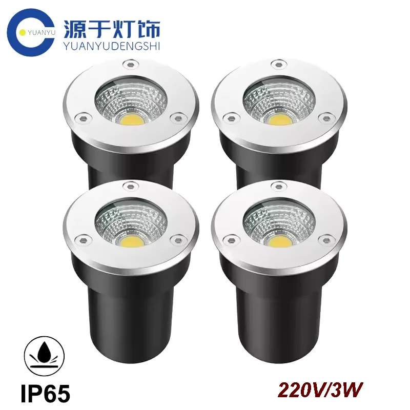 4PCS Waterproof Led Garden Underground 3W 220V IP67 Outdoor Buried Garden Path Spot Recessed Inground Lighting